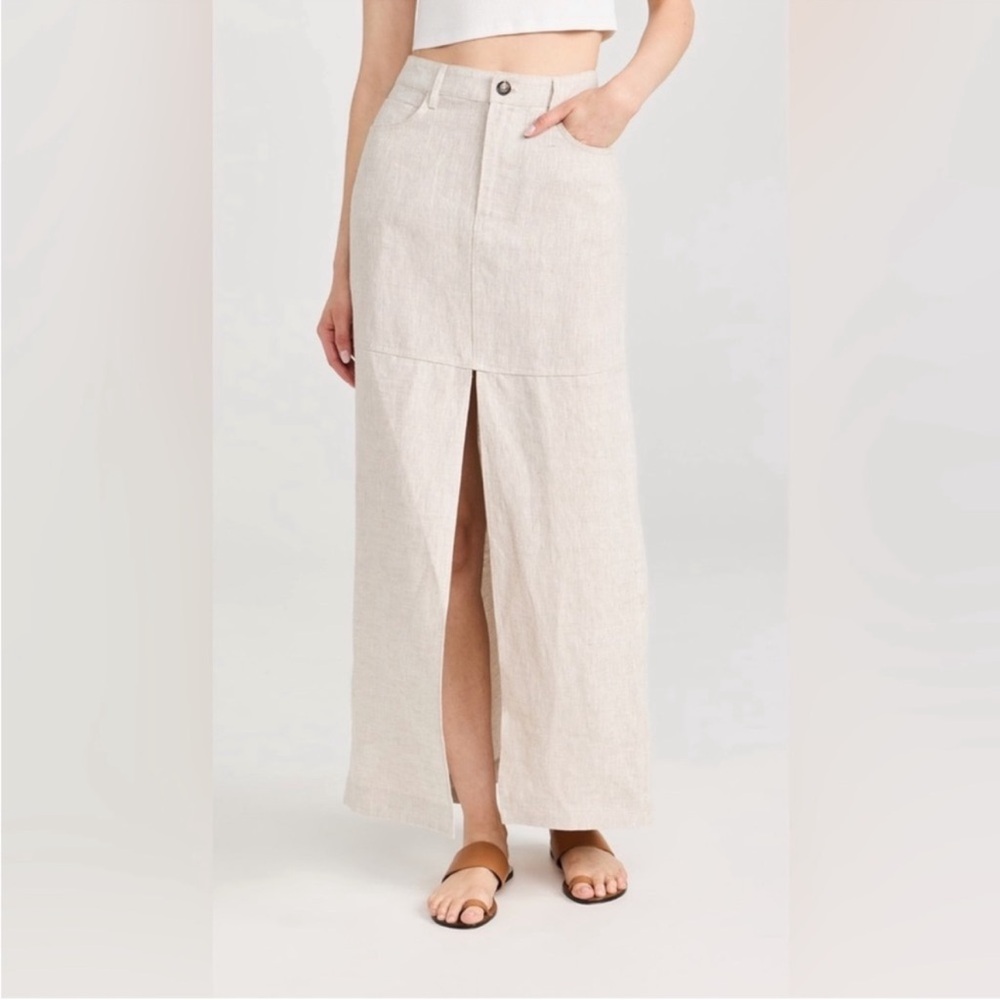Reformation Tazz Linen Maxi Skirt Oatmeal